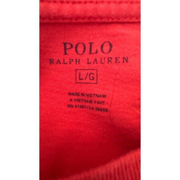 2/$30 Polo Ralph Lauren Large Mens Red Cotton T-Shirt Crew Neck Logo Embroidery - Picture 3 of 9